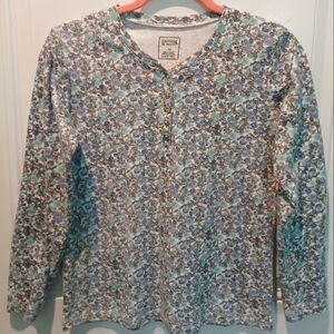 NWOT Hasting & Smith Blue  Floral Long Sleeve Cotton Top!